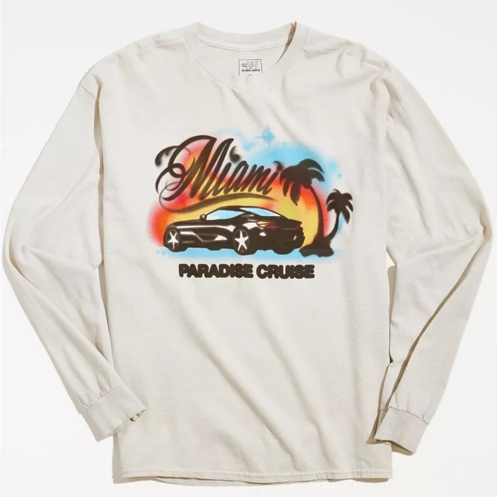 Urban Outfitters Miami Paradise Cruise Airbrush Retro Long Sleeve Tee